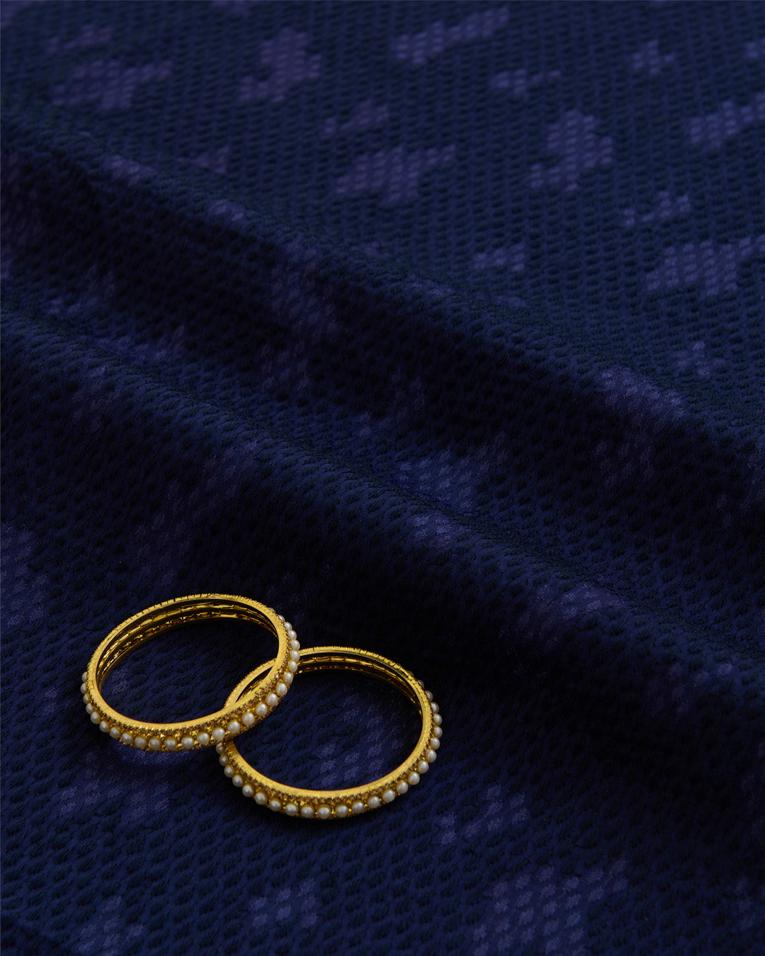 Navy Blue Satin Dupion Fabric with Snake Resham Embroidery