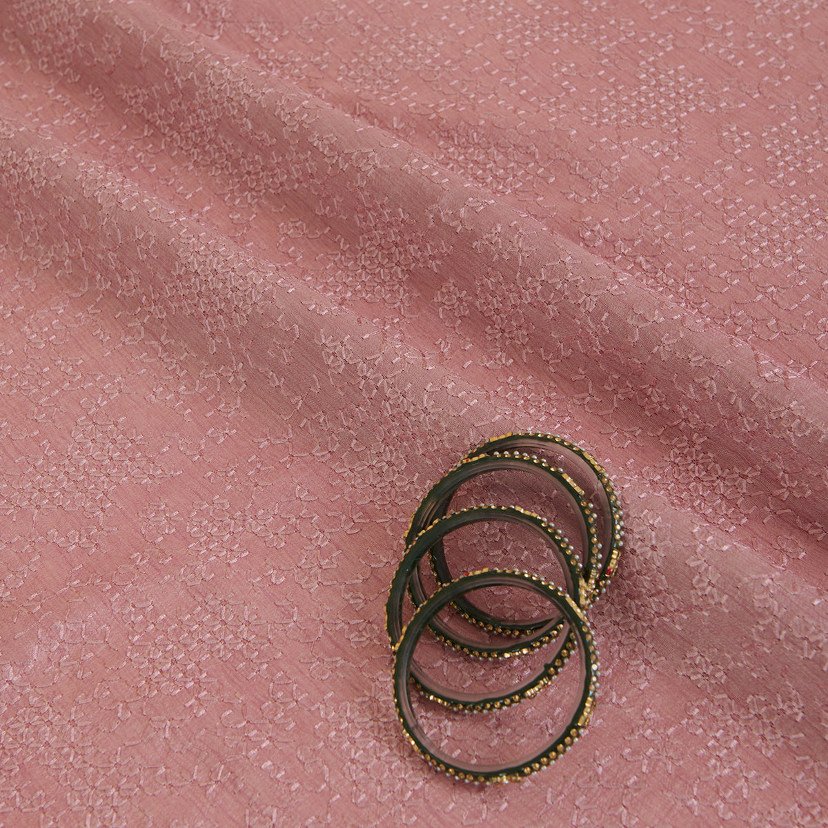 Onion Pink Slub Silk Chawal Taka Embroidery