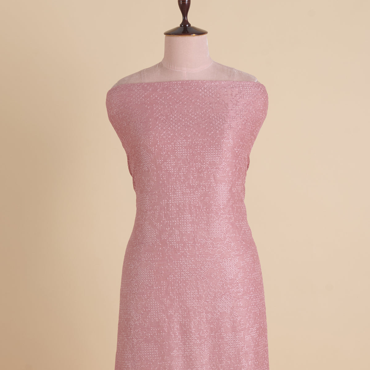 Onion Pink Slub Silk Chawal Taka Embroidery