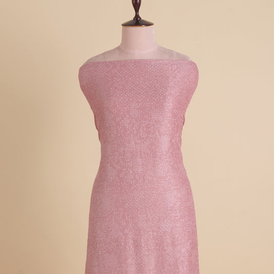 Onion Pink Slub Silk Chawal Taka Embroidery