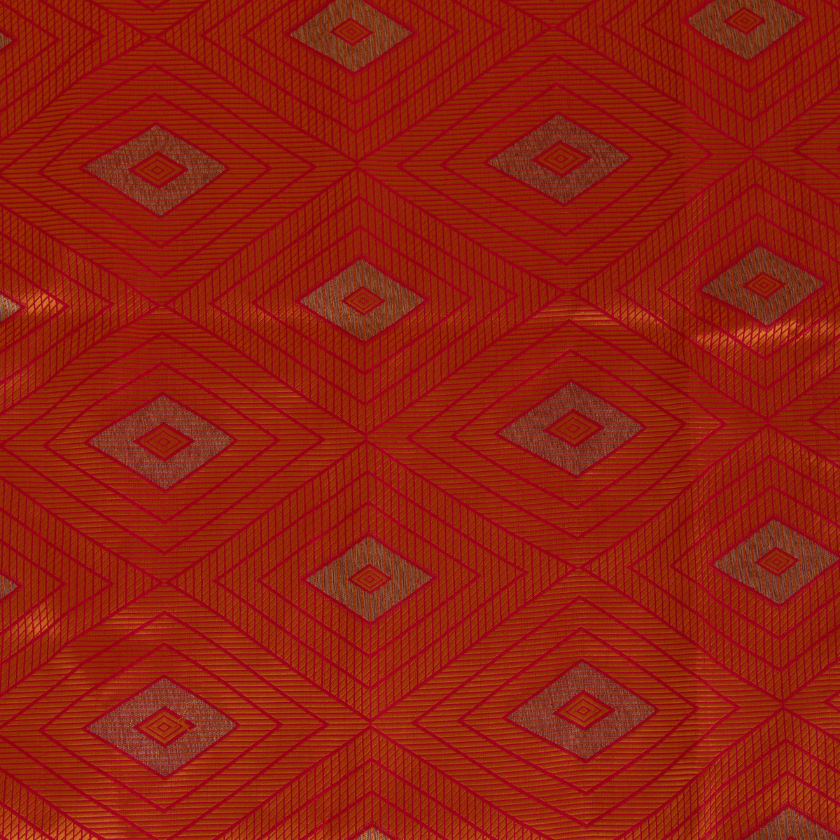 Orange Silk Resham Geometric Antique Mina Brocade Fabric