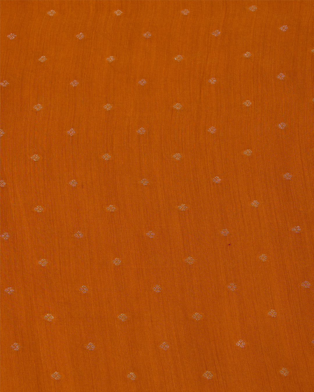 Orange Spun Tussar Gold Silver Zari Buta Woven Fabric
