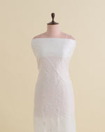 Offwhite Slub Silk Chawal Taka Mirror Stripes Embroidery Fabric