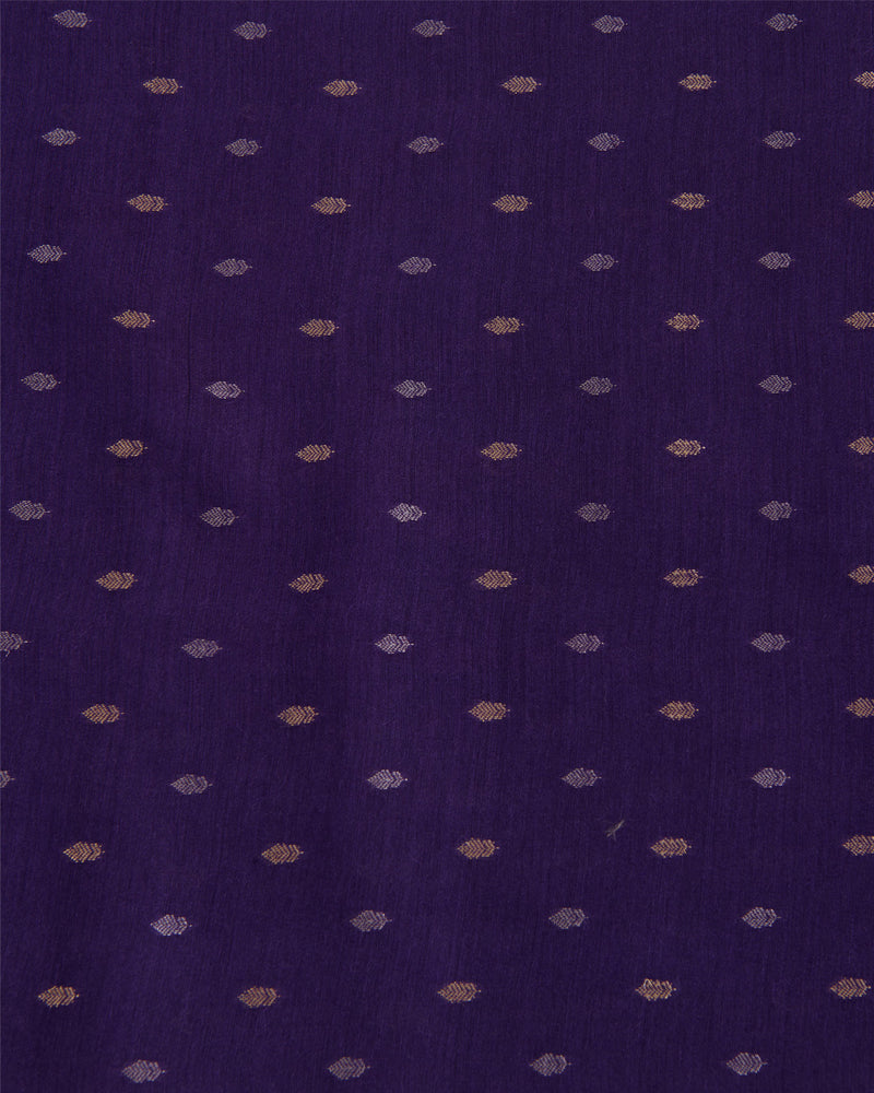 Purple Spun Tussar G/S Zari Buta Woven Fabric