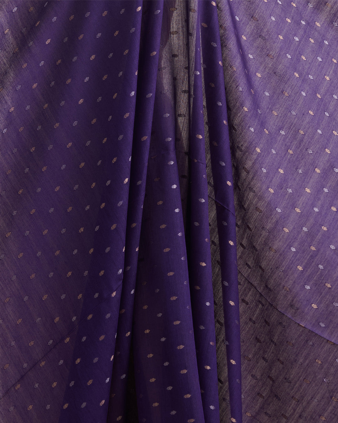 Purple Spun Tussar G/S Zari Buta Woven Fabric