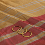 Red Gold Silver Silk Tissue Multi Patta Fabric