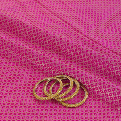 Rani Pink Silk Alfi Buta Woven Fabric