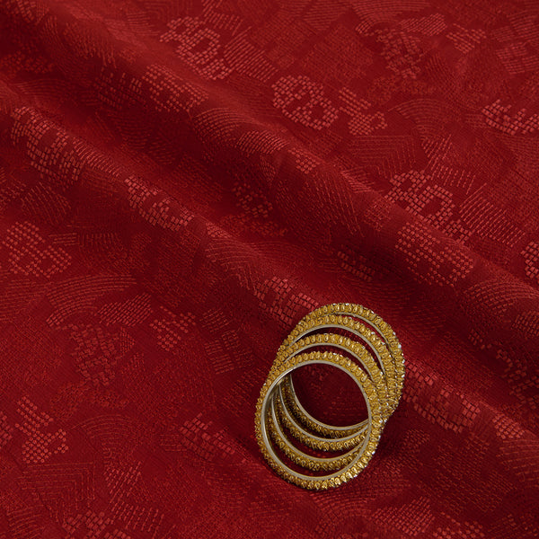 Rust Slub Silk Geometric Embroidery