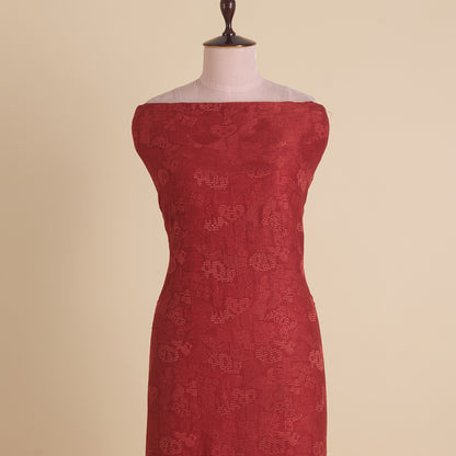 Rust Slub Silk Geometric Embroidery