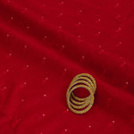 Red Slub Silk Mirror Work Fabric