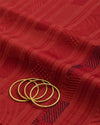 Rust Satin Dupion Fabric with Geometric Thread Embroidery