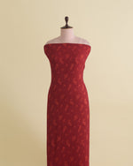 Red Maroon Satin Dupion Fabric with Snake Resham Embroidery