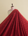 Red Maroon Satin Dupion Fabric with Snake Resham Embroidery