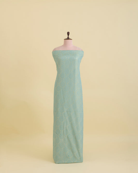 Sea Green Semi Organza Tissue Lucknowi Buta with Sequins