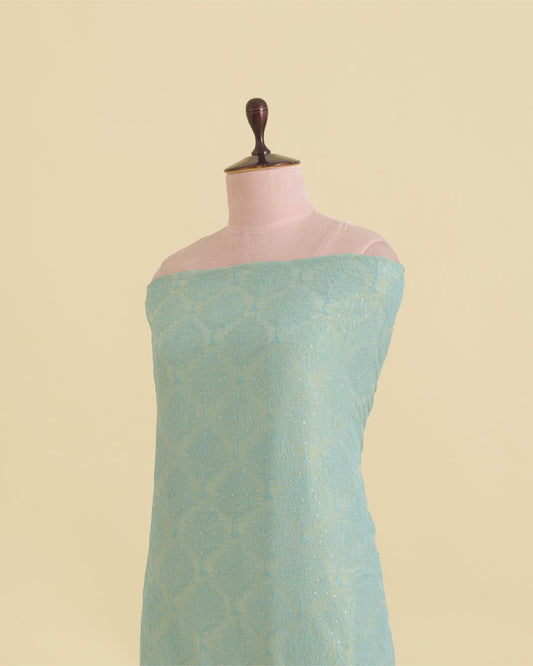 Sea Green Semi Organza Tissue Lucknowi Buta with Sequins