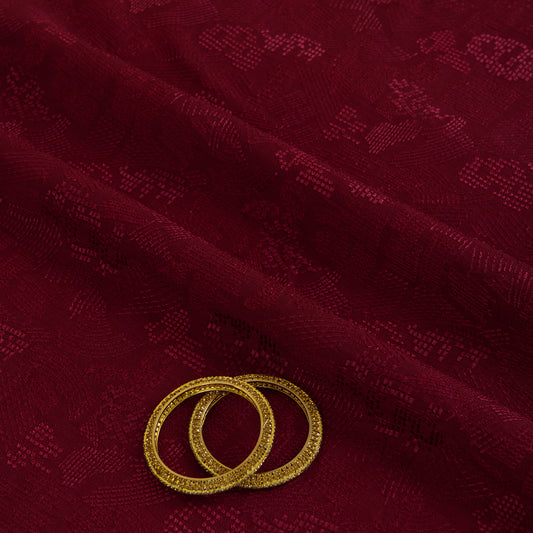 Wine Slub Silk Geometric Embroidery