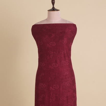 Wine Slub Silk Geometric Embroidery
