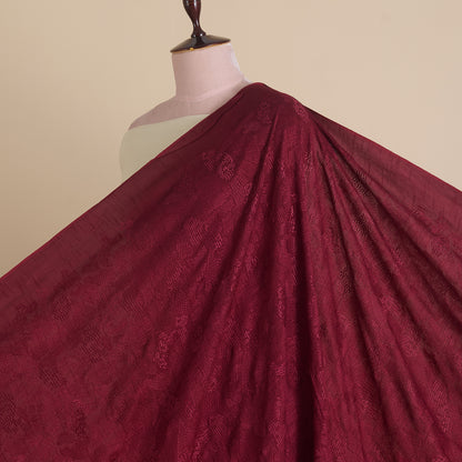 Wine Slub Silk Geometric Embroidery