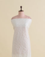 White Slub Silk Thread & Mirror Geometric Embroidery Fabric