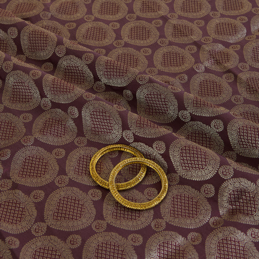 Burgundy Satin Mina Brocade Buta Fabric