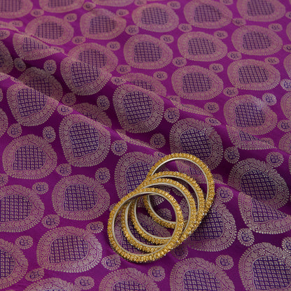 Dark Purple Satin Mina Brocade Buta