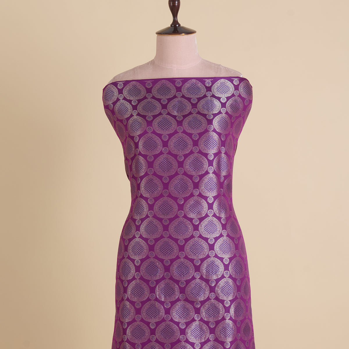 Dark Purple Satin Mina Brocade Buta