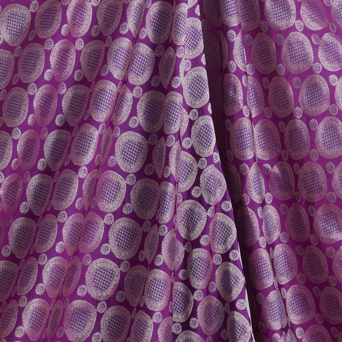 Dark Purple Satin Mina Brocade Buta