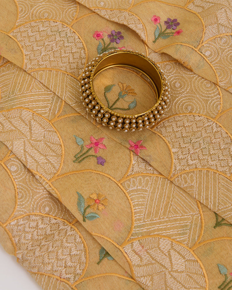 Light Yellow Silk Cotton Tissue Multi