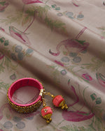 Misty Lilac Grey Silk Chautehri Tanchoi Woven Fabric