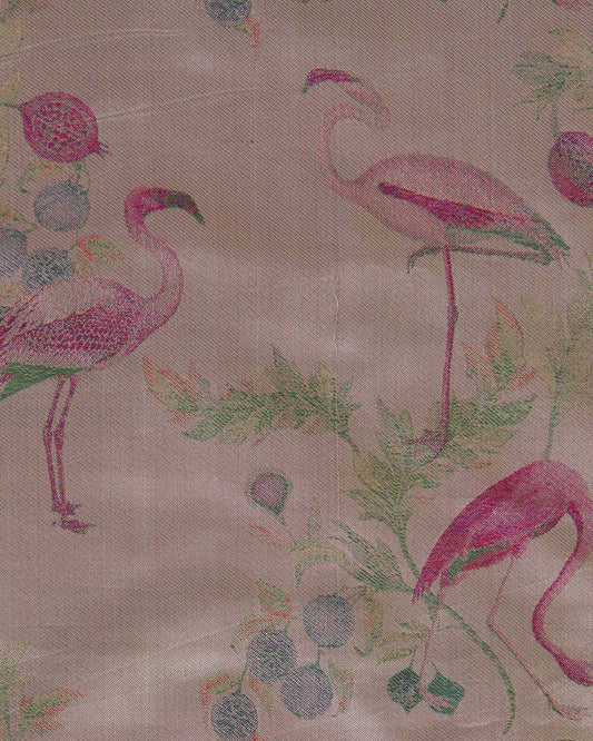 Misty Lilac Grey Silk Chautehri Tanchoi Woven Fabric