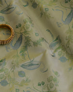 Pista Green Silk Printed Tanchoi Premium Designer Silk