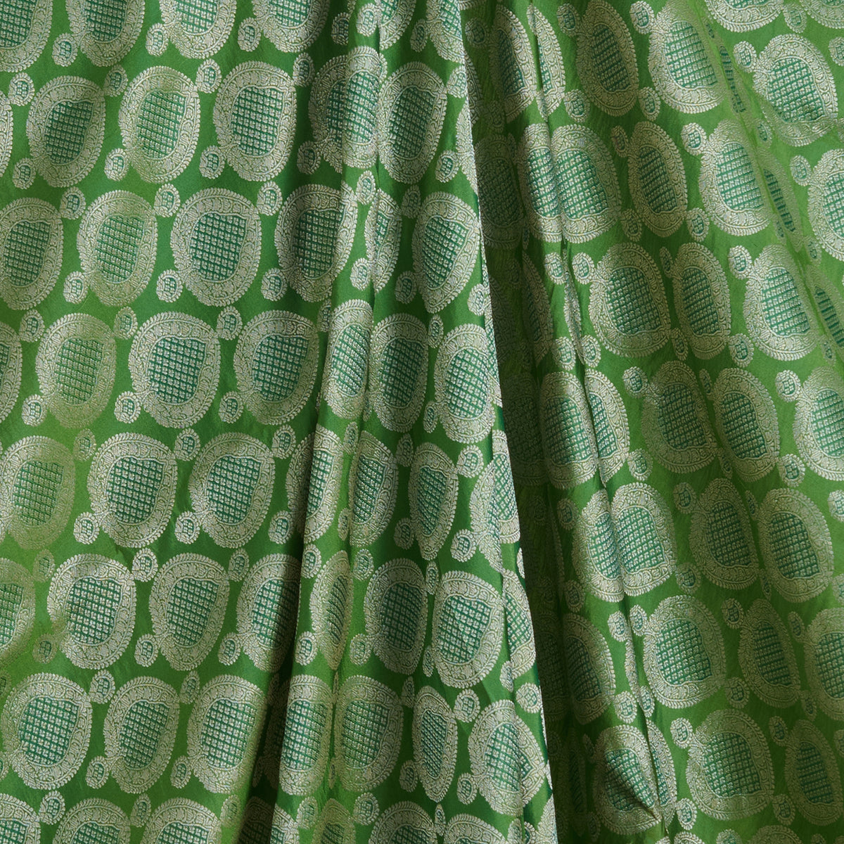Parrot Green Satin Mina Brocade Buta