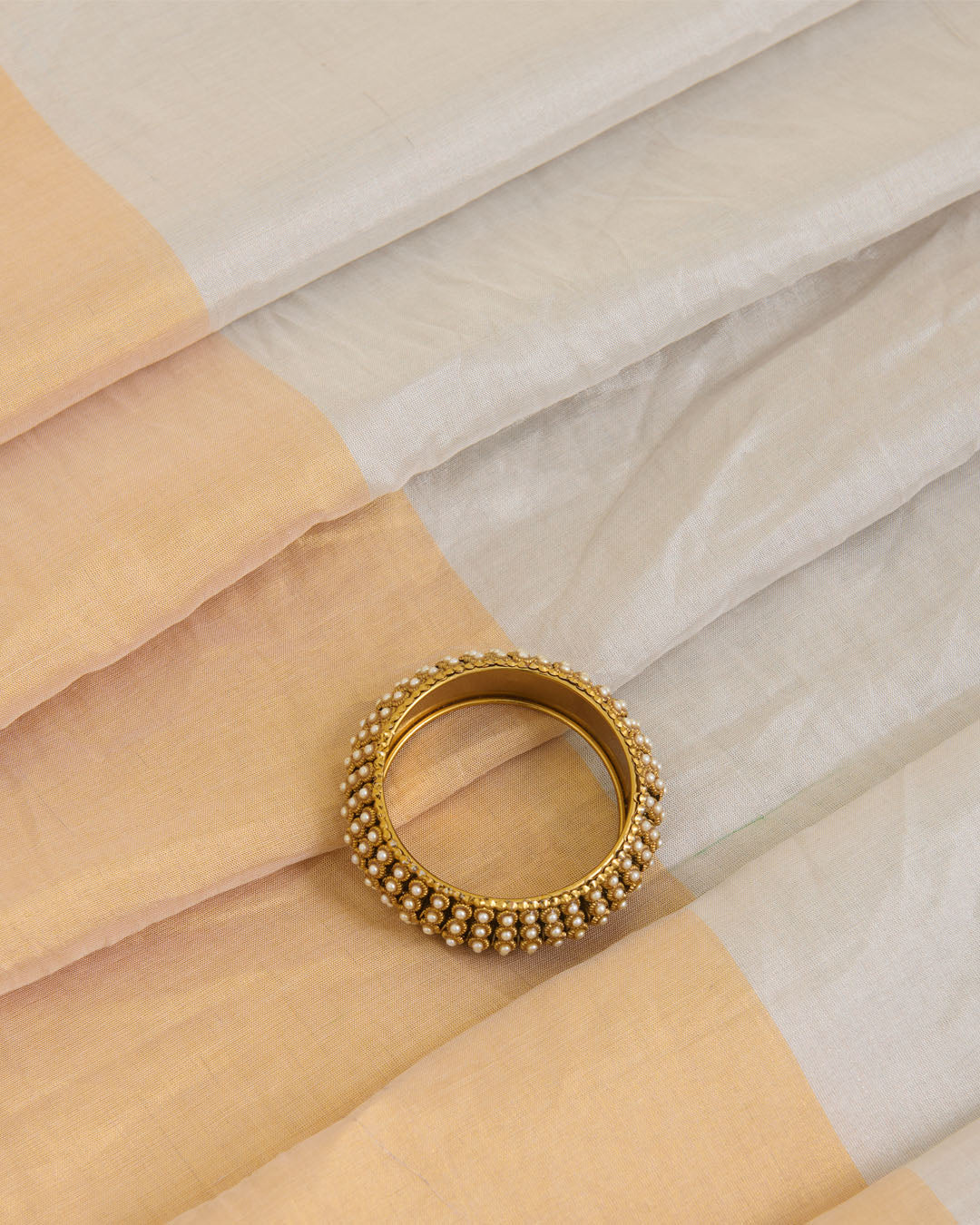 Silk Tissue Half Silver Gold Fabric