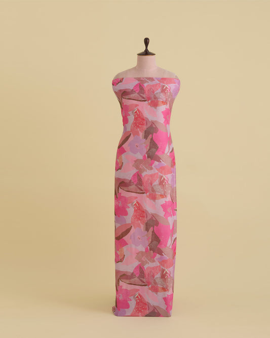 Lilac Slub Silk Digital Printed Fabric