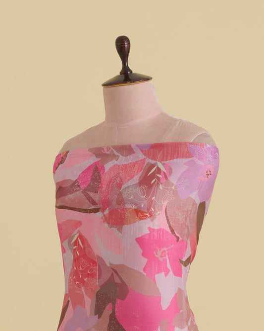 Lilac Slub Silk Digital Printed Fabric