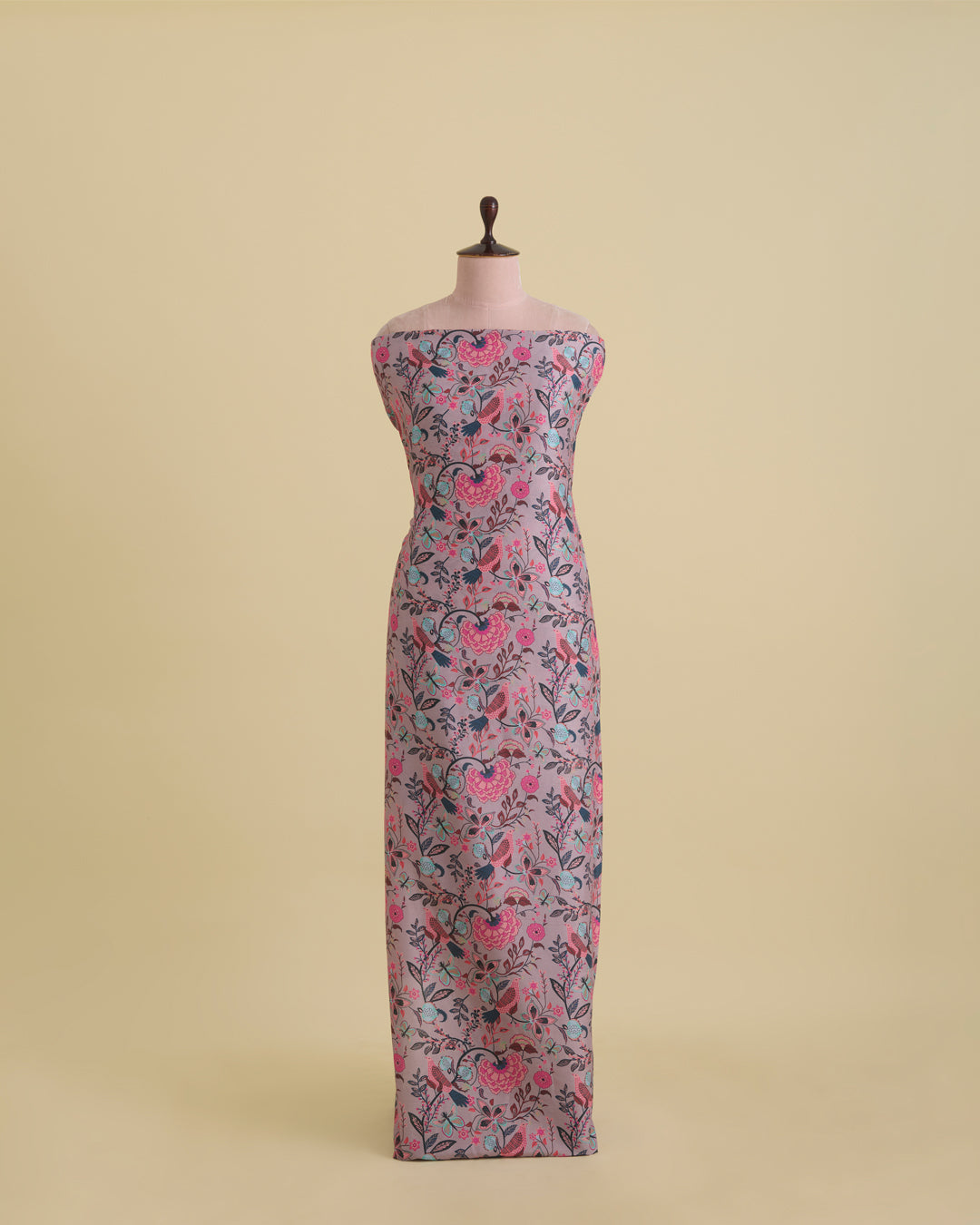 Slub Silk Digital Printed Fabric – Misty Lilac Grey