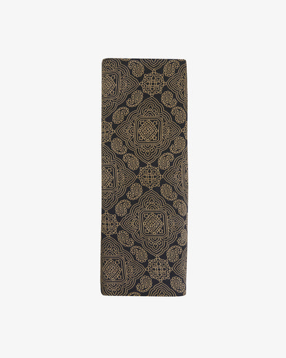 Spun Tussar Geometric Buta Printed Fabric – Black
