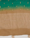 Green & Beige Spun Tussar Zari Buti Shaded Dupatta