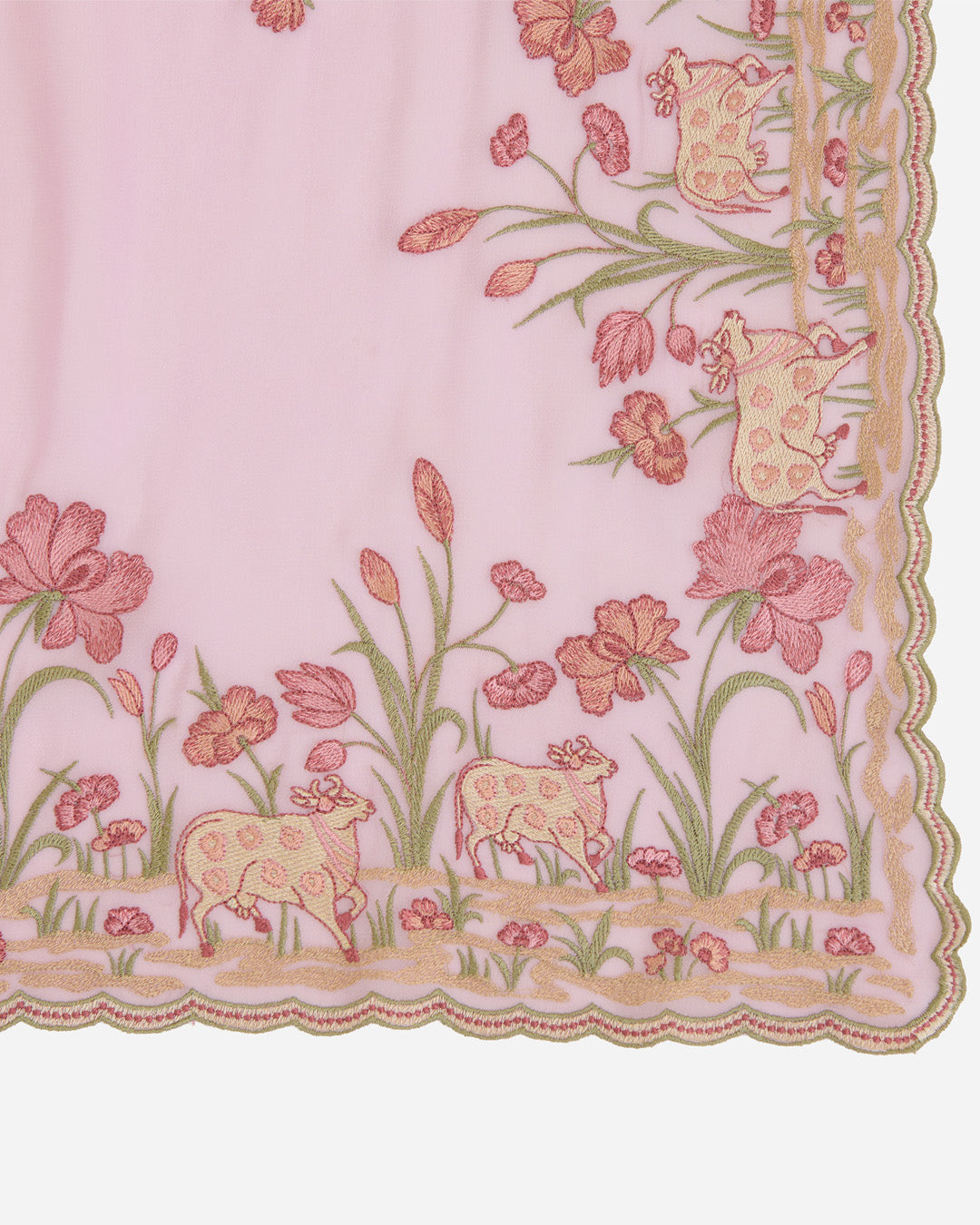 Lilac Semi Georgette Dupatta with Kashmiri Work