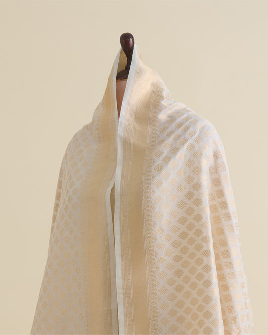 Natural Silk Hand Woven Gold Buta Dupatta