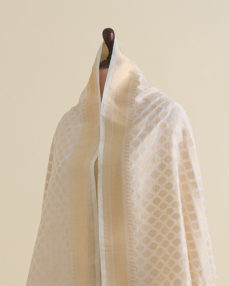 Natural Silk Hand Woven Gold Buta Dupatta