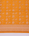 Orange Silk Hand Woven Gold Jaal Dupatta