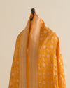 Orange Silk Hand Woven Gold Jaal Dupatta