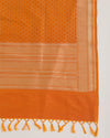 Orange Silk Hand Woven Gold Buta Dupatta