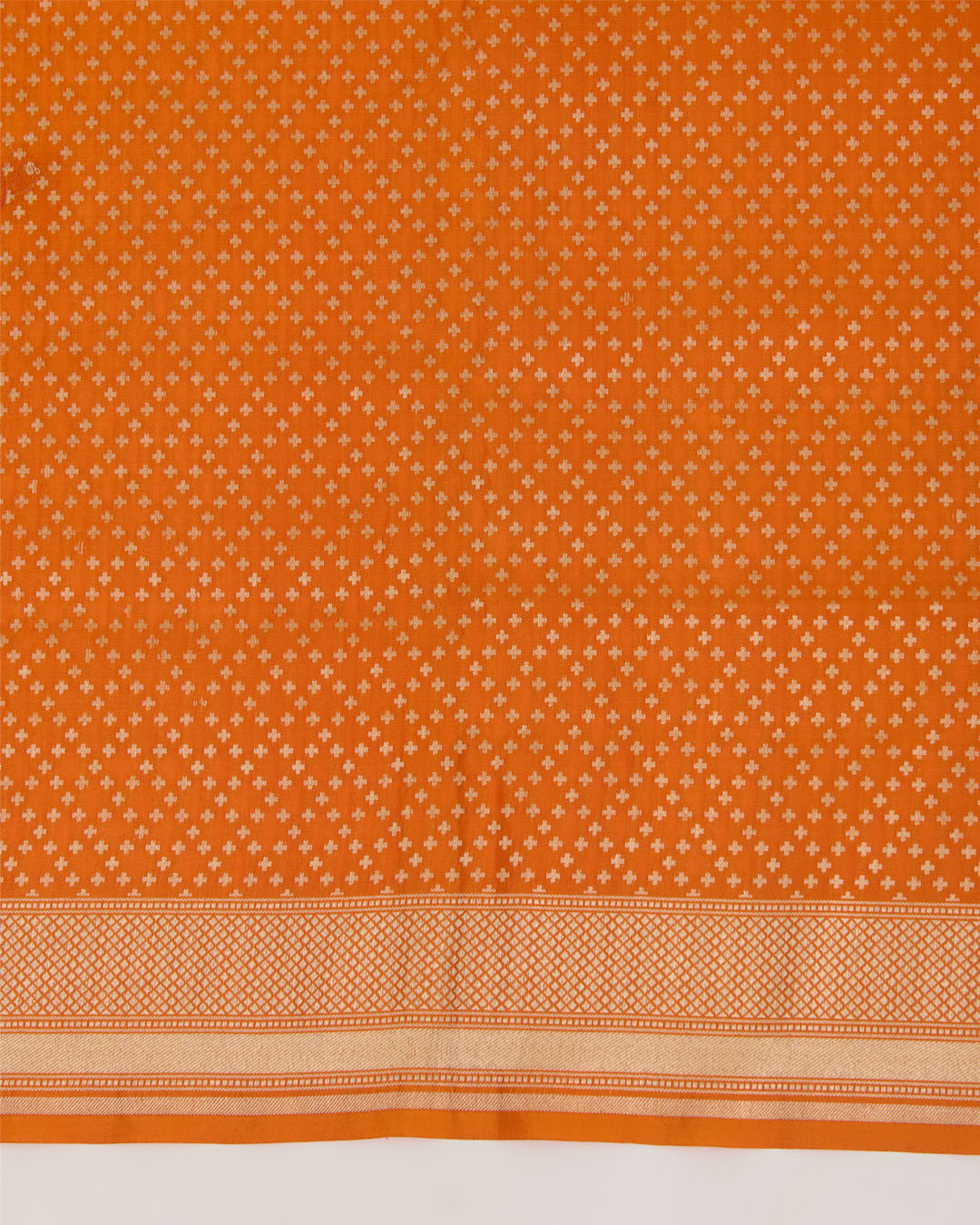 Orange Silk Hand Woven Gold Buta Dupatta