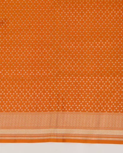 Orange Silk Hand Woven Gold Buta Dupatta
