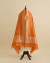 Orange Silk Hand Woven Gold Buta Dupatta
