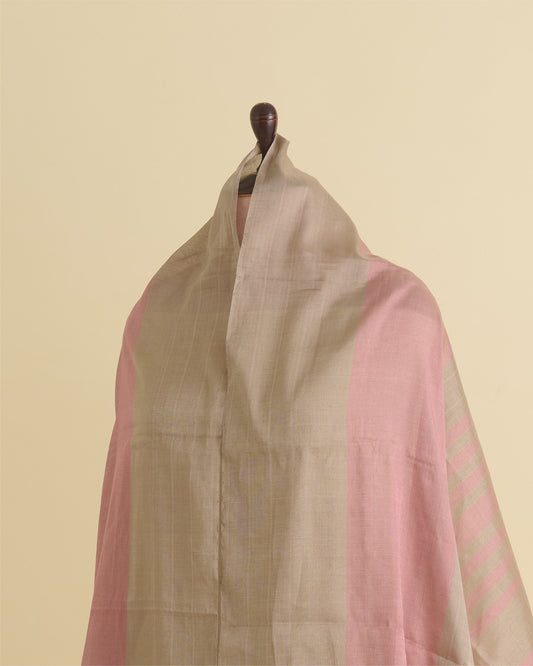 Onion Pink Silk Tissue Multi-Stripes Dupatta