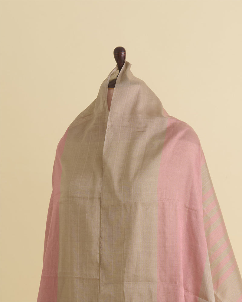 Onion Pink Silk Tissue Multi-Stripes Dupatta