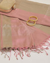 Onion Pink Silk Tissue Multi-Stripes Dupatta